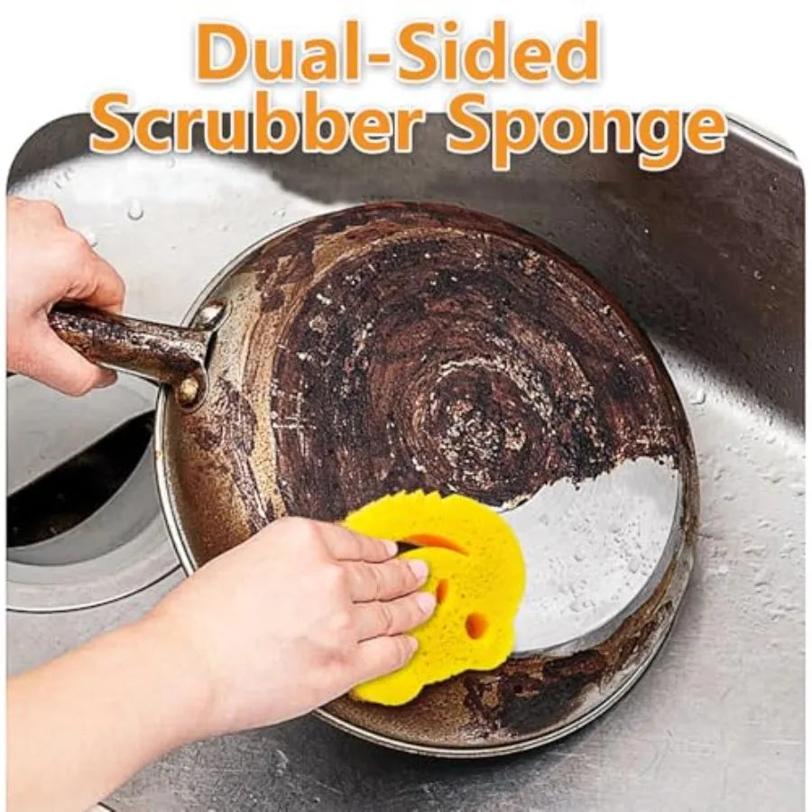 5 Pack Scrub Sponge Dual-Sided Temperature Controlled Kitchen Sponge for Dishes Frog Bulk Sponges Household Cleaning Pads Multi
