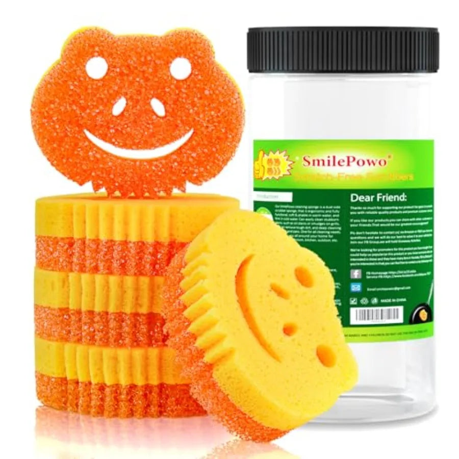 5 Pack Scrub Sponge Dual-Sided Temperature Controlled Kitchen Sponge for Dishes Frog Bulk Sponges Household Cleaning Pads Multi
